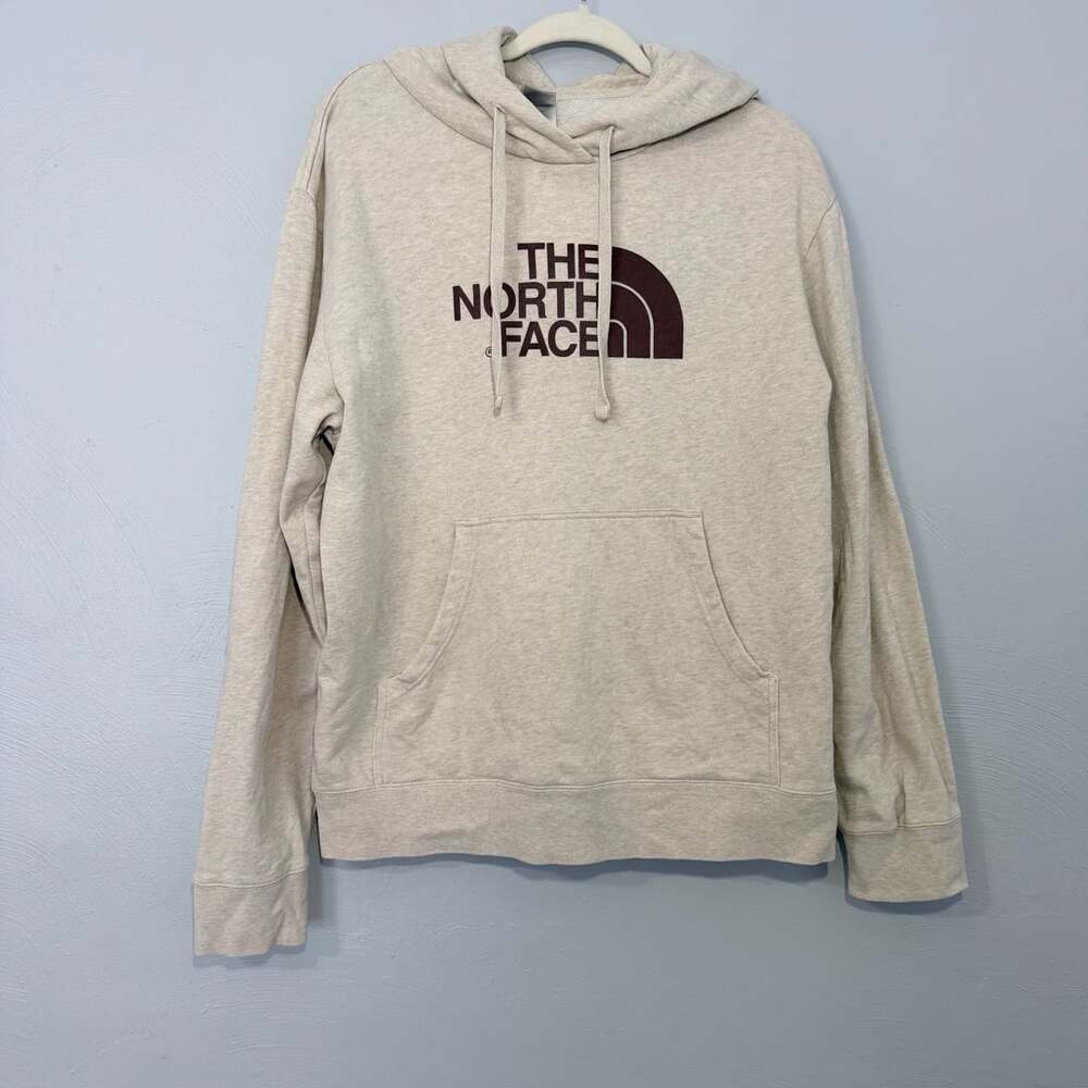 The North Face Half Dome Hoodie Size L Oatmeal Brown Logo